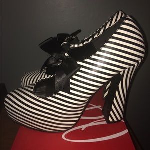 Demonia Striped Platform Heels